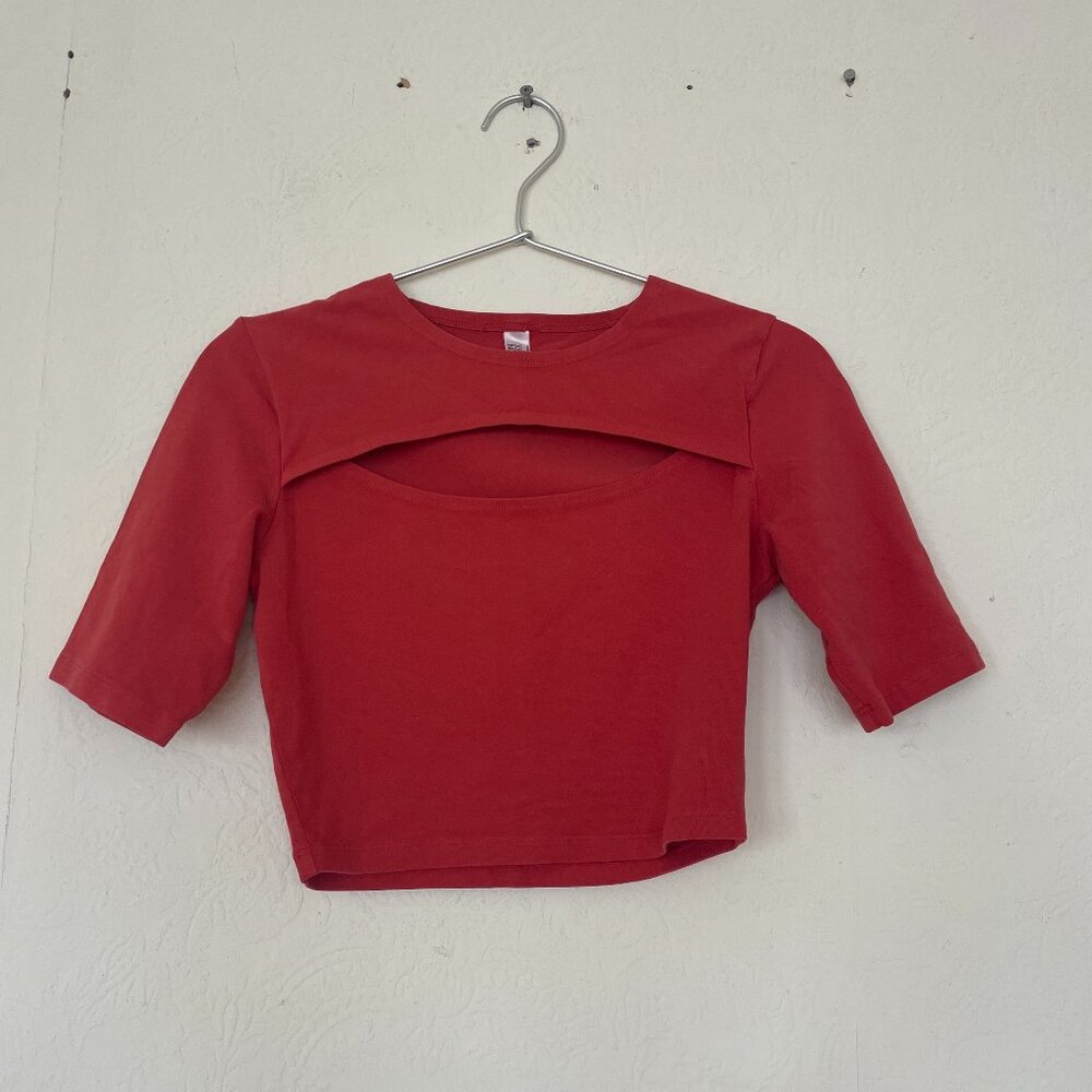 Los Angeles Apparel Red Cut Out Crop Top